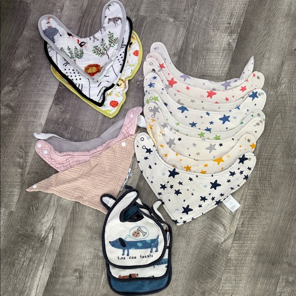 Lot of Bibs Bundle of 17 LouLouLollipop Gerber Moon and Back Bebe au lait etc